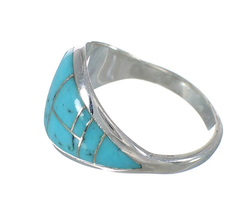 Silver Turquoise Southwestern Ring Size 6-3/4 AX90590